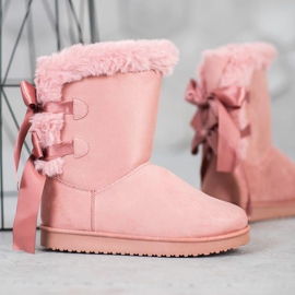 Vysoká Mukluki S Mašlemi růžový 1 Vysoká Mukluki S Mašlemi růžový 1