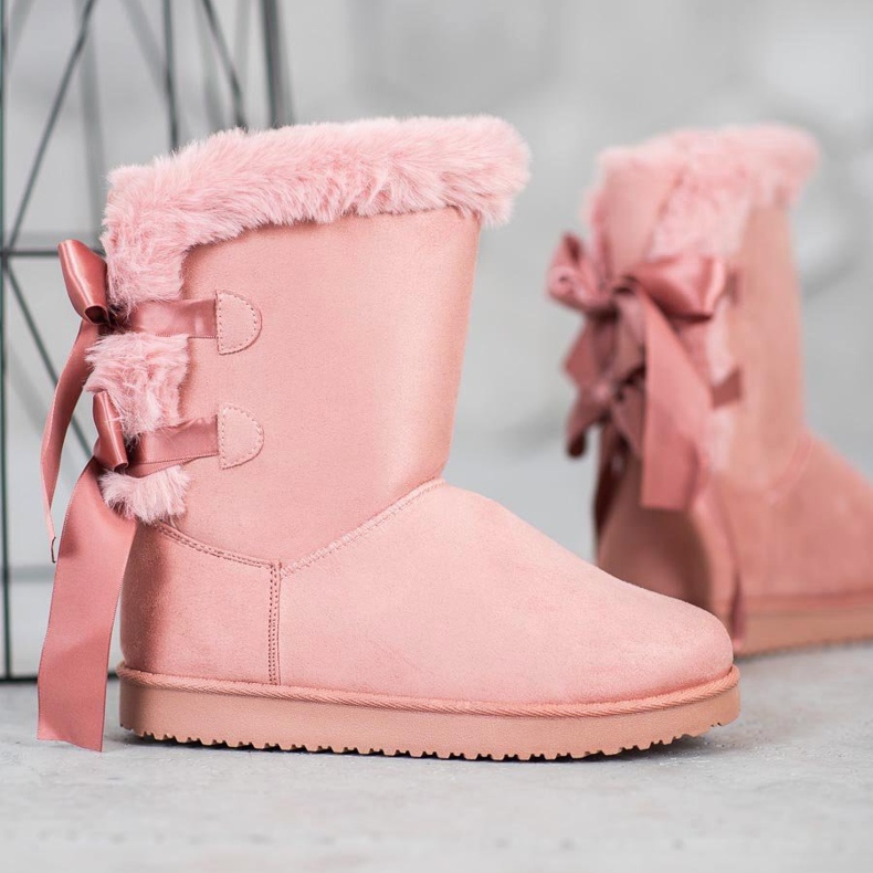 Vysoká Mukluki S Mašlemi růžový 1