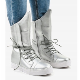 Stříbrné zateplené boty HX5187-5 šedá 1