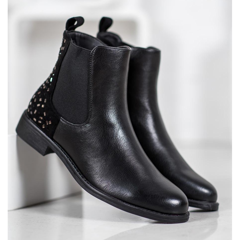 J. Star Boty s krystaly černá 2