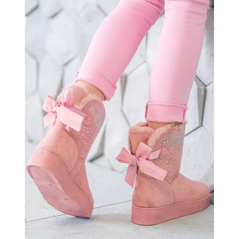 SHELOVET Mukluki s krystaly růžový 1