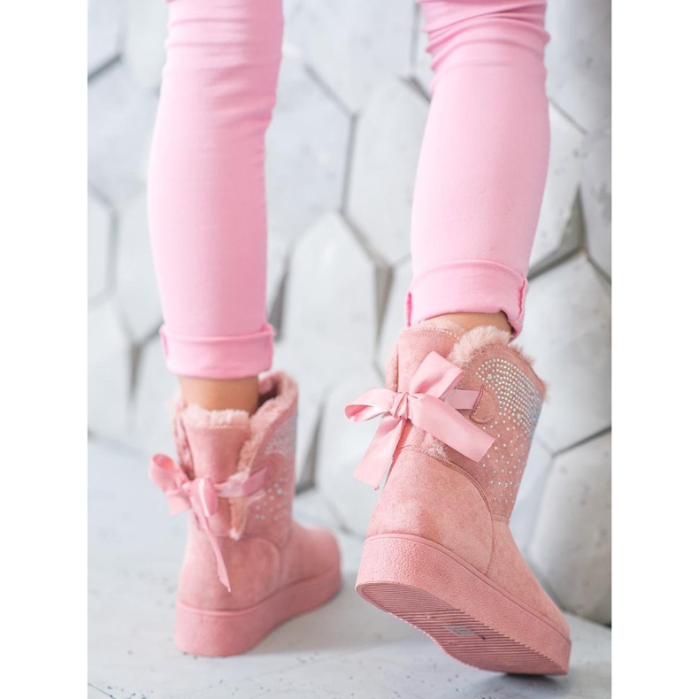 SHELOVET Mukluki s krystaly růžový 2