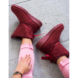 SHELOVET Maroon Mukluki Na Platformě červený 2