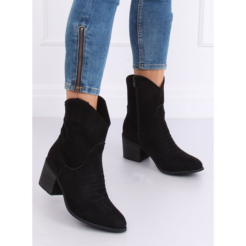Kovbojské černé semišové boty 5689 Black černá 1