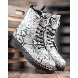 SHELOVET Eco Leather Workers Snake Print bílý 1