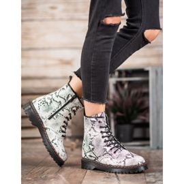 SHELOVET Eco Leather Workers Snake Print bílý 2