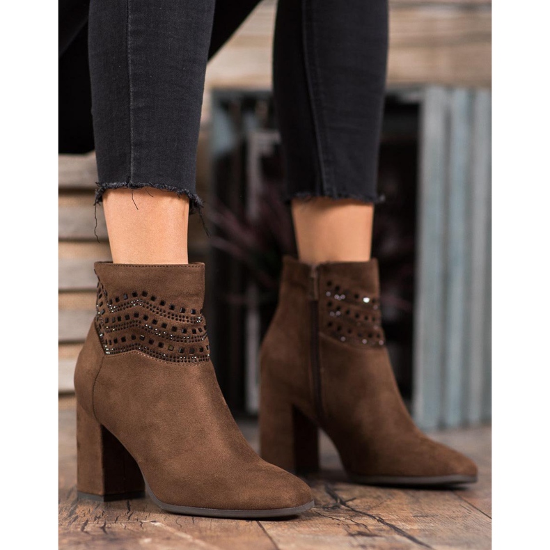 Kylie Elegantní hnědé kozačky hnědý 1