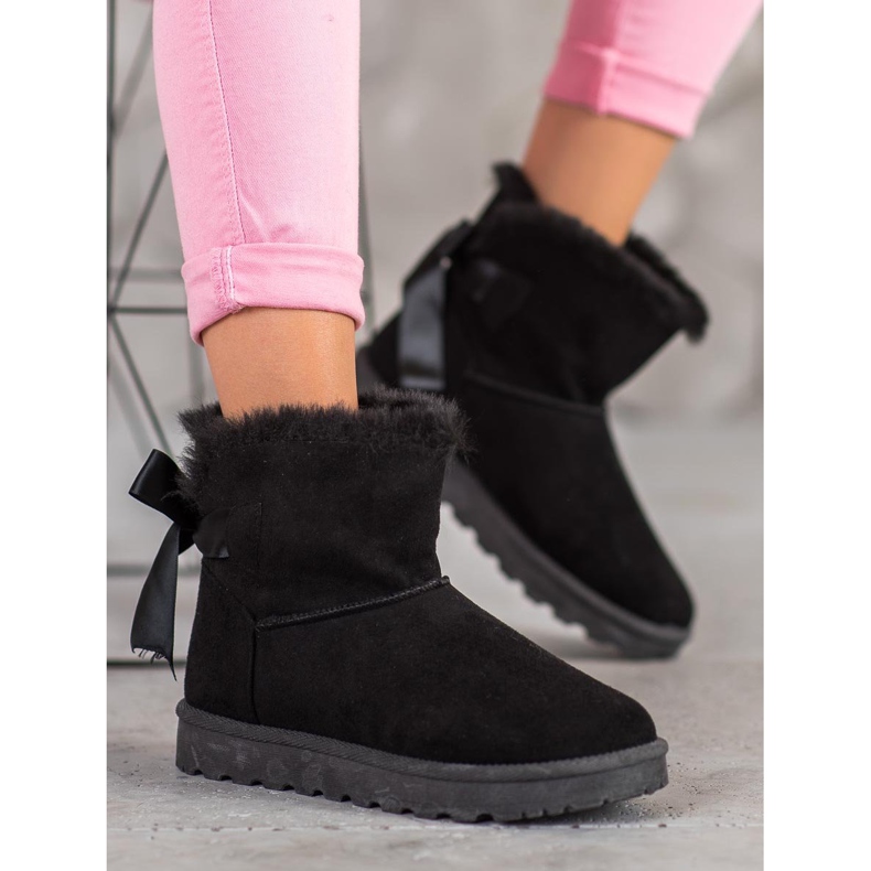 SHELOVET Teplý Mukluki S Mašlí černá 2