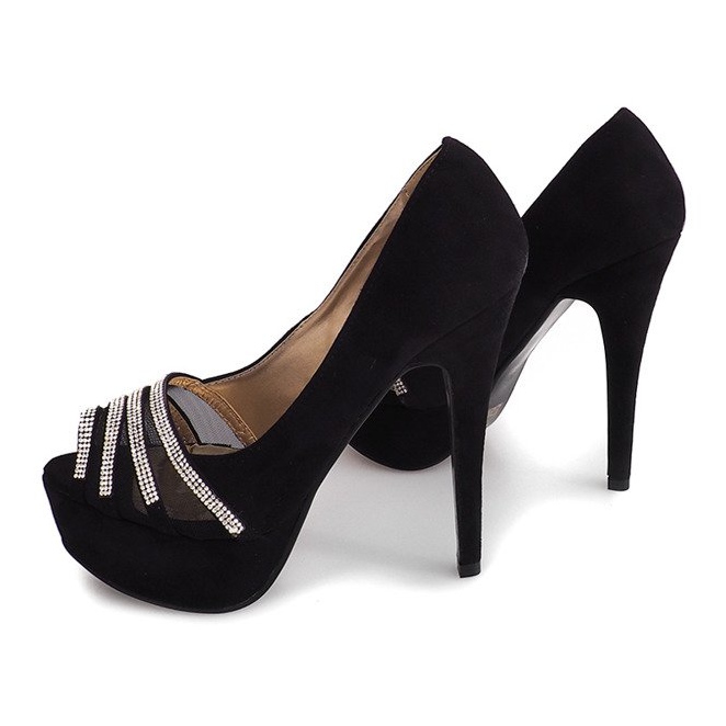 Semišové lodičky na vysokém podpatku MD7079-1 černé černá 2 Semišové lodičky na vysokém podpatku MD7079-1 černé černá 2