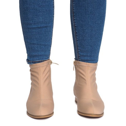 Elegantní materiál kozačky 26003 Béžová béžový 1