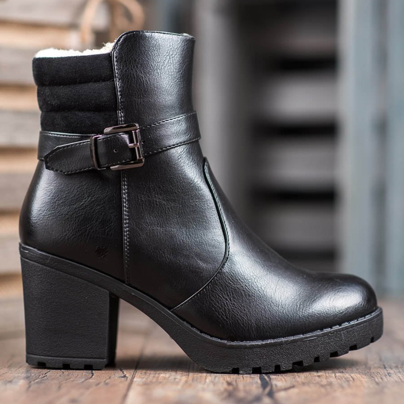 J. Star Pohodlné kozačky z ekokůže černá 2