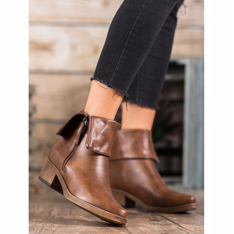 Kylie Kovbojské boty s vyhrnutým svrškem hnědý 2