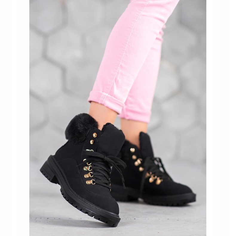 Textilní boty s kožešinou VICES černý 1