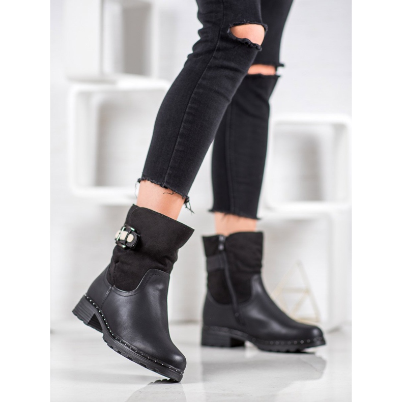 SHELOVET Teplí dělníci s ovčí kůží černá 1