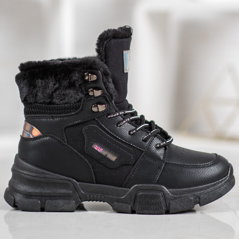 Yes Mile Tenisky s kožešinou černá 2