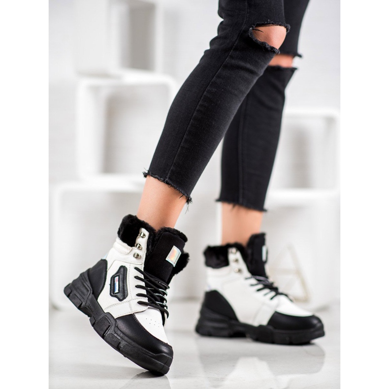 Yes Mile Tenisky s kožešinou bílý černá 2