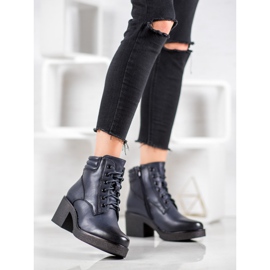 Super Mode Pohodlné kozačky z ekokůže modrý 2