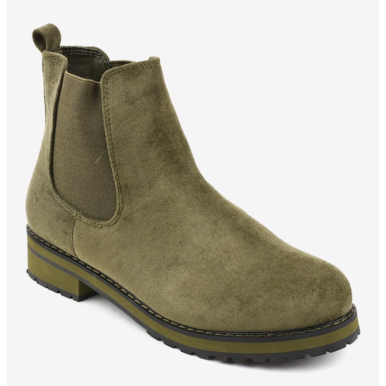 Zelené zateplené kotníkové boty F-3799 zelený 1