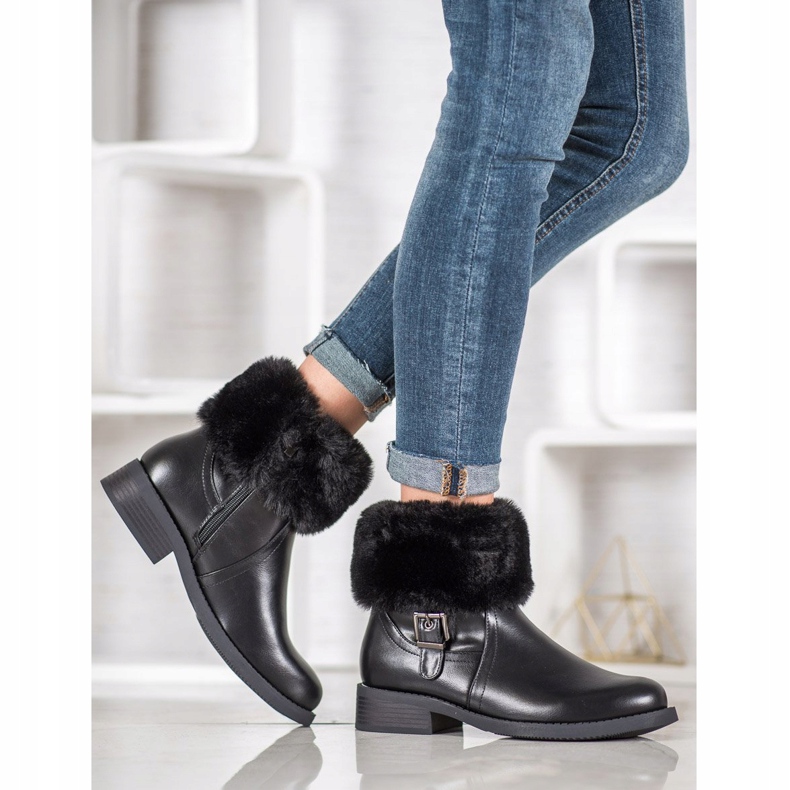 SHELOVET Pracovníci s kožešinou černá 1