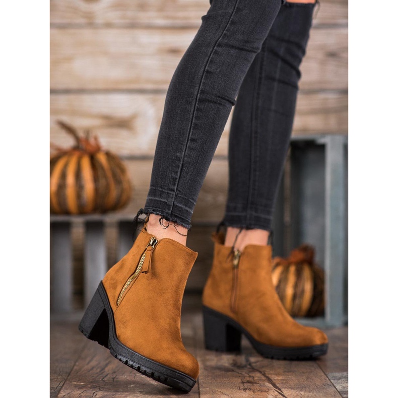 SHELOVET Pohodlné boty na platformě hnědý 1