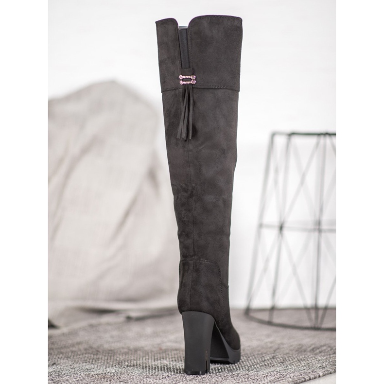 Evento Boty na semišové platformě černý 2