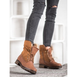 SHELOVET Hnědé boty s ovčí kůží hnědý 1