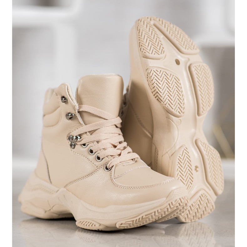 Ideal Shoes Tenisky z eko kůže hnědý 1