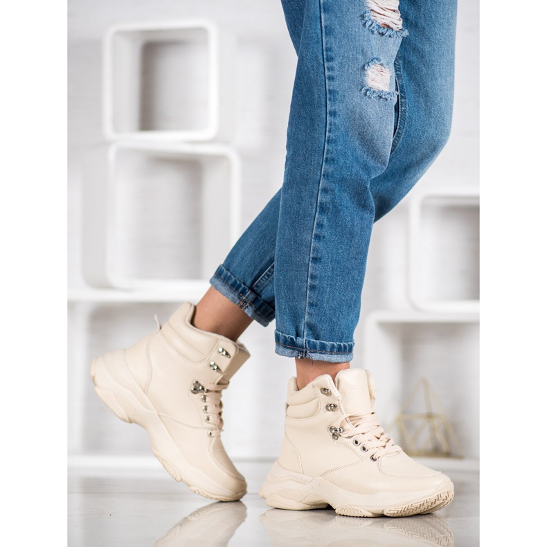 Ideal Shoes Tenisky z eko kůže hnědý 2