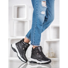 Ideal Shoes Eko kožené tenisky černý 2