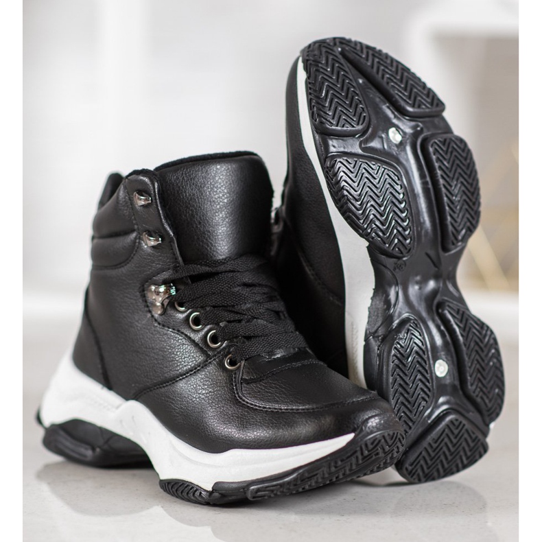 Ideal Shoes Eko kožené tenisky černý 1