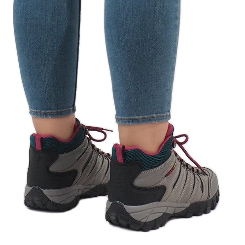 Šedé dámské trekové boty FS302-33 černá šedá 2