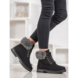 SHELOVET Černí lovci s kožešinou černá 1