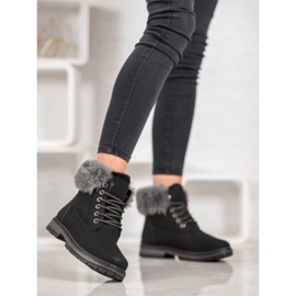 SHELOVET Černí lovci s kožešinou černý 2