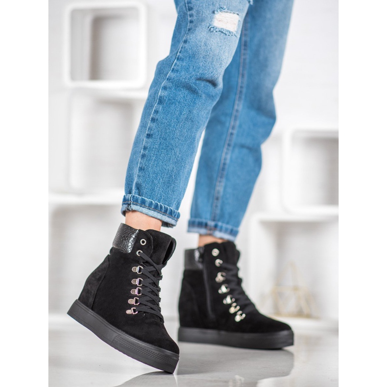 Bestelle Módní klínové boty černá 2