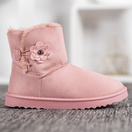 SHELOVET Mukluki S Květinou růžový 2