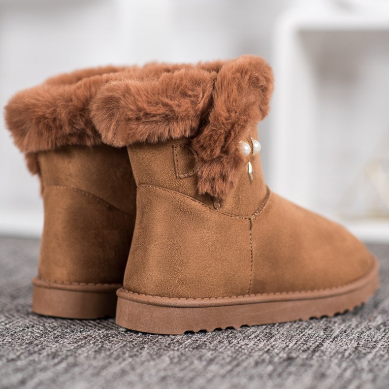 SHELOVET Sněhule s perlami hnědý 2