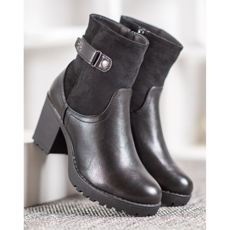 J. Star Teplé boty na sloupku černá 2