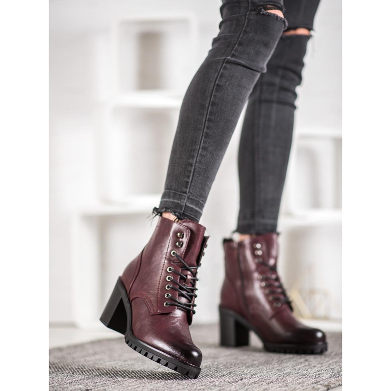 M.Daszyński Šněrovací boty na sloupku červené 1