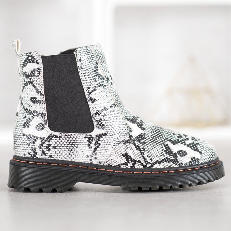 SHELOVET Chelsea Boty Na Platformě bílý černá 1