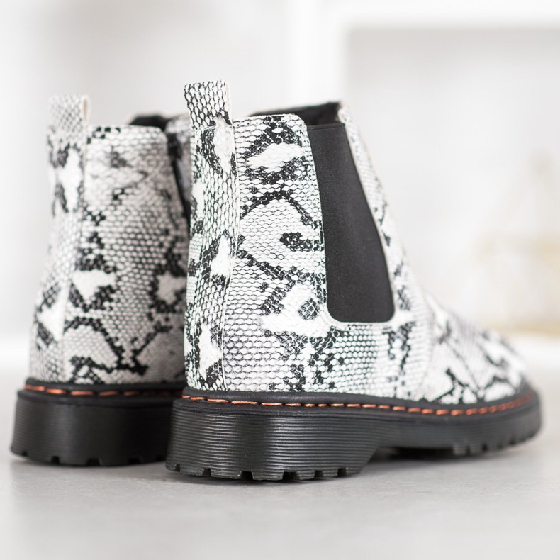 SHELOVET Chelsea Boty Na Platformě bílý černý 2