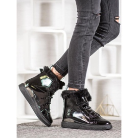 Bella Paris Lakované sněhové boty černý 1