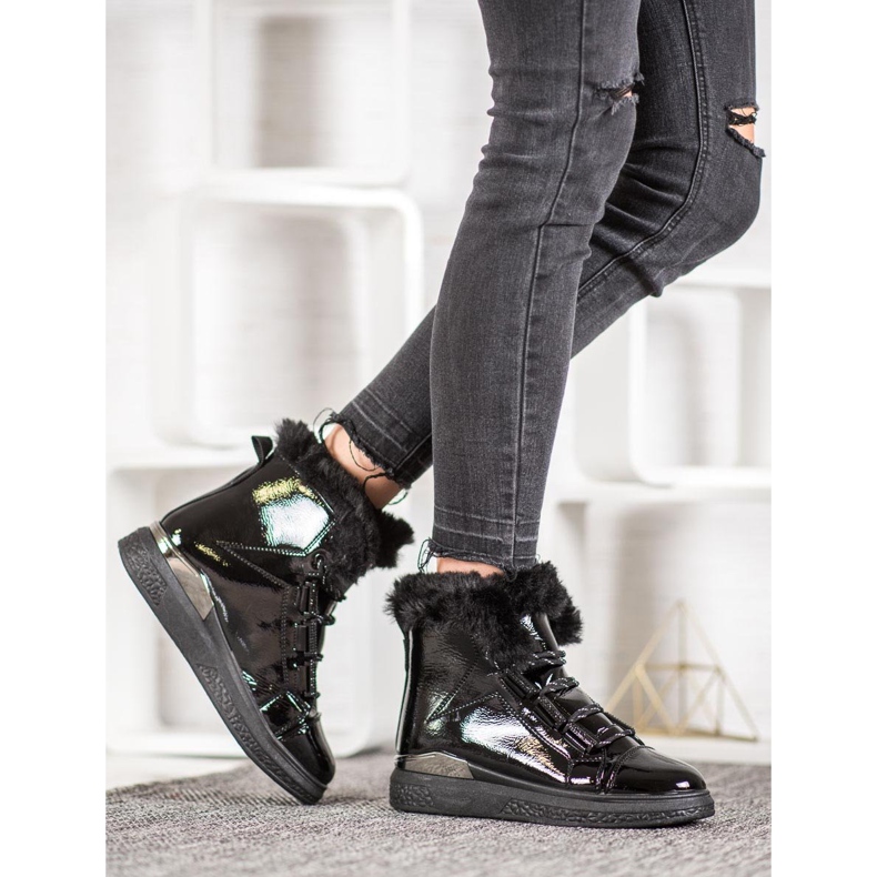 Bella Paris Lakované sněhové boty černý 1