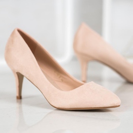 SHELOVET Černé semišové lodičky béžový 2