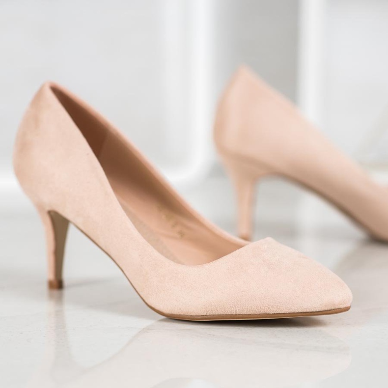 SHELOVET Černé semišové lodičky béžový 2