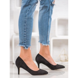 SHELOVET Černé semišové lodičky černý 2