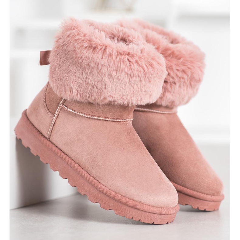 SHELOVET Mukluki s kožešinou růžový 2