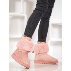 SHELOVET Mukluki s kožešinou růžový 1
