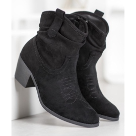 Super Mode Pohodlné kovbojské boty na sloupku černá 2