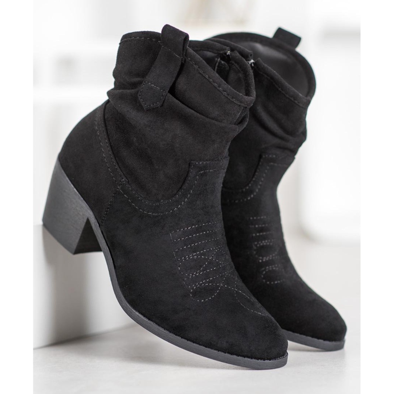 Super Mode Pohodlné kovbojské boty na sloupku černá 2