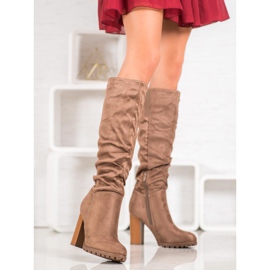 Evento Stylové kozačky na sloupku hnědý 2